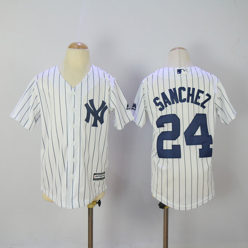Youth 2017 MLB New York Yankees #24 Sanchez White Jerseys->->Youth Jersey